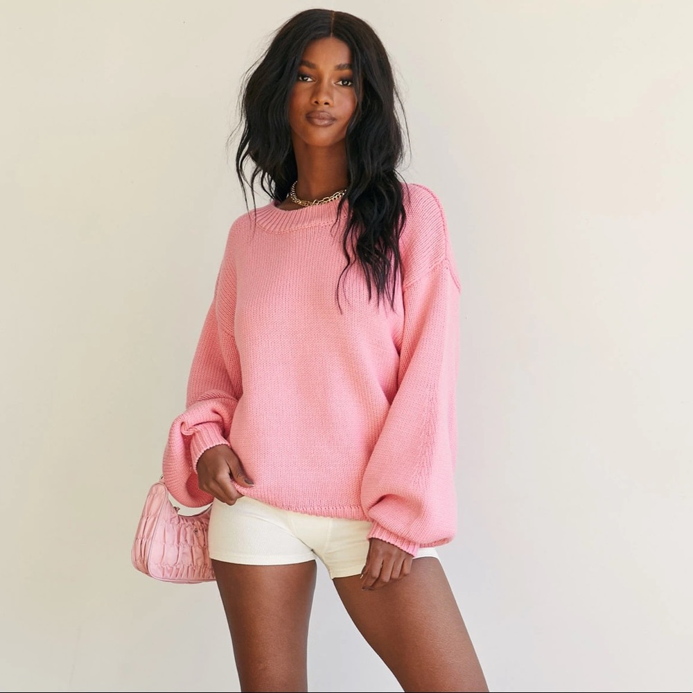 Princess Polly Harmony Knit Sweater Pink NWT